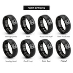 font options for inside engraving on black coal tender rings