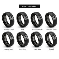 font options for inside engraving on black coal tender rings