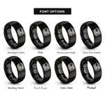 font options for inside engraving on black coal tender rings