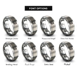 font options for inside engraving on gray coal tender rings
