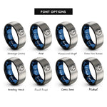 font options for inside engraving on black & blue & gray coast guard rings