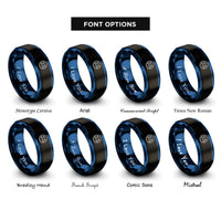 font options for inside engraving on black & blue coast guard circle rings