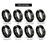 font options for inside engraving on black & silver coast guard circle rings