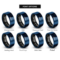 font options for inside engraving on black & blue coastal cliff rings