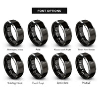 font options for inside engraving on black & gray coastal cliffs lighthouse rings