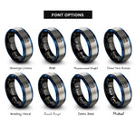font options for inside engraving on black & blue & gray coastal pier rings