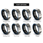 font options for inside engraving on black & blue & silver coastal pier rings