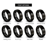 font options for inside engraving on black coastal shelf contours rings