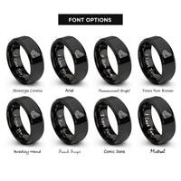 font options for inside engraving on black coastal shelf contours rings