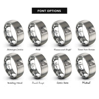 font options for inside engraving on grey coastal shelf contours rings