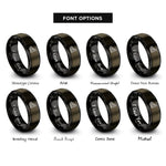 font options for inside engraving on gunmetal & black coastal shelf contours rings