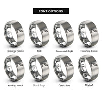 font options for inside engraving on grey coaxial cable rings