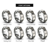 font options for inside engraving on grey coaxial cable rings