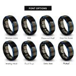 font options for inside engraving on gunmetal & blue coaxial cable rings
