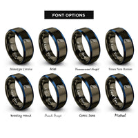 font options for inside engraving on gunmetal & blue coaxial cable rings