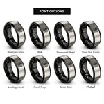 font options for inside engraving on black & silver cobra hood rings
