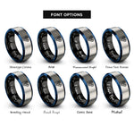 font options for inside engraving on black & blue & gray cobra hood spread rings