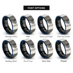 font options for inside engraving on black & blue & grey cobra hood spread rings