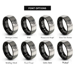 font options for inside engraving on black & grey cobra hood spread rings