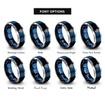 font options for inside engraving on blue & grey cobra hood spread rings