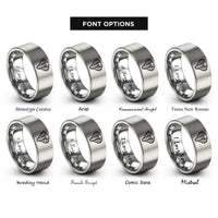 font options for inside engraving on gray cobra hood spread rings