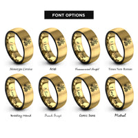 font options for inside engraving on black & gold cobweb cluster rings