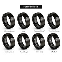 font options for inside engraving on black cobweb cluster rings