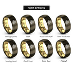 font options for inside engraving on gunmetal & gold cobweb cluster rings