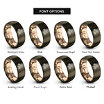 font options for inside engraving on gunmetal & rose gold cobweb cluster rings