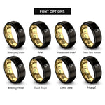 font options for inside engraving on black & gold cockatoo rings