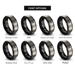 font options for inside engraving on black & silver cockatrice rings