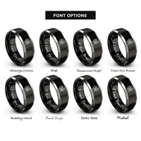 font options for inside engraving on black & grey cockatrice rings