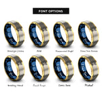 font options for inside engraving on gold & blue & grey cocktail glass rings