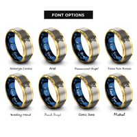 font options for inside engraving on gold & blue & grey cocktail glass rings