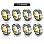font options for inside engraving on gold & blue & grey cocktail glass rings