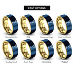 font options for inside engraving on gold & blue cocktail glass rings