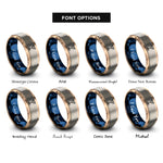 font options for inside engraving on rose gold & blue & gray cocktail glass rings