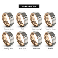 font options for inside engraving on rose gold & gray cocktail glass rings