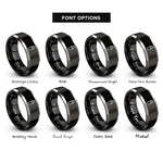 font options for inside engraving on black & silver cocktail shaker rings