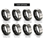 font options for inside engraving on black & silver cocktail shaker rings