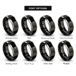 font options for inside engraving on black & gray cocktail shaker rings