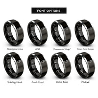 font options for inside engraving on black & gray cocktail shaker rings