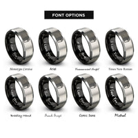 font options for inside engraving on black & grey cocktail shaker rings