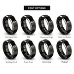 font options for inside engraving on black & gray cocoa bean rings