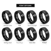 font options for inside engraving on black cocoa bean rings