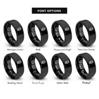 font options for inside engraving on black cocoa bean rings