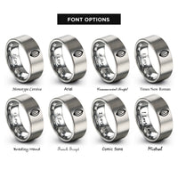 font options for inside engraving on silver cocoa bean rings