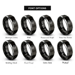 font options for inside engraving on black & gray coconut rings