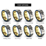 font options for inside engraving on gold & blue & gray coconut drink rings