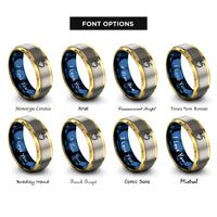 font options for inside engraving on gold & blue & gray coconut drink rings